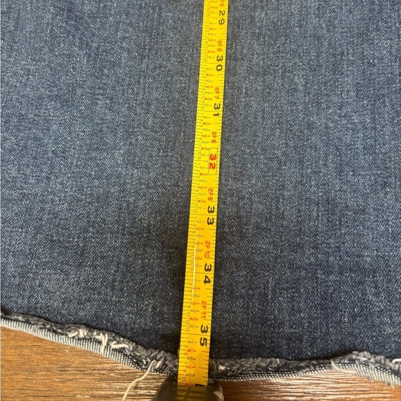 CHARLIE PAIGE WIDE LEG HIGH WAIST RAW HEM CROPPED ANKLE ELASTIC BLUE JEANS SZ L - Picture 11 of 13